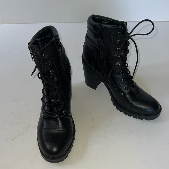 LAST CALL: Lug sole lace up bootie with zipper. Vegan leather. - Picture 1 of 6